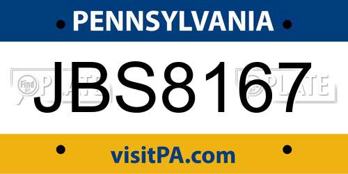 JBS8167 Pennsylvania License Plate