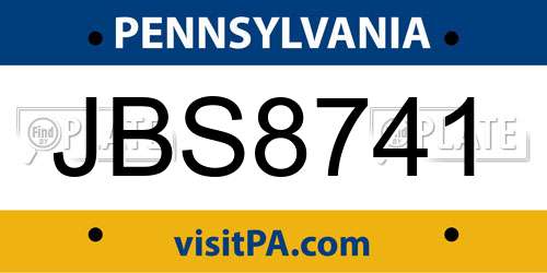 JBS8741 Pennsylvania License Plate