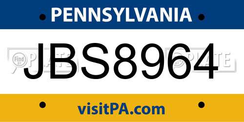 JBS8964 Pennsylvania License Plate
