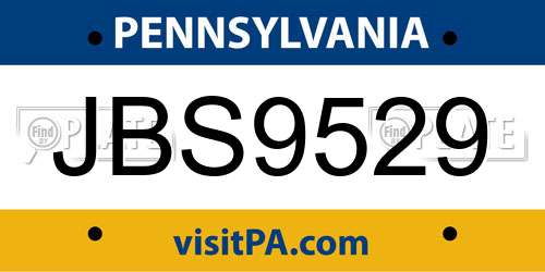JBS9529 Pennsylvania License Plate