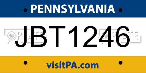 JBT1246 Pennsylvania License Plate