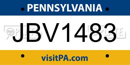 JBV1483 Pennsylvania License Plate