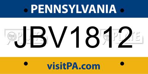 JBV1812 Pennsylvania License Plate