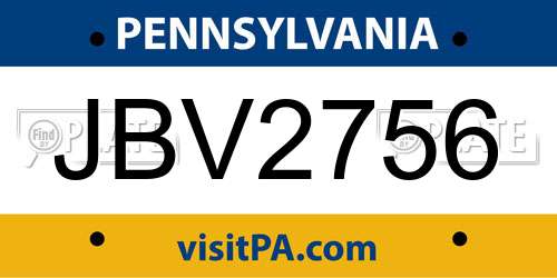 JBV2756 Pennsylvania License Plate