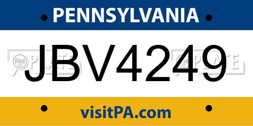 JBV4249 Pennsylvania License Plate