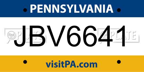 JBV6641 Pennsylvania License Plate