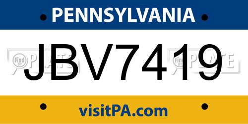 JBV7419 Pennsylvania License Plate