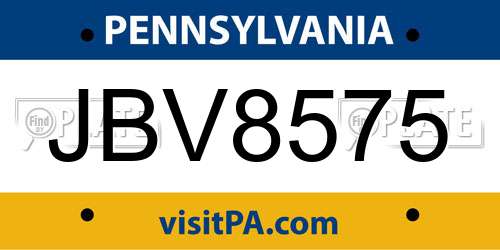 JBV8575 Pennsylvania License Plate