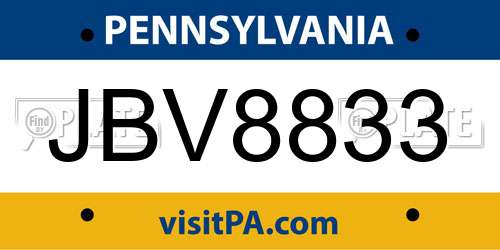 JBV8833 Pennsylvania License Plate
