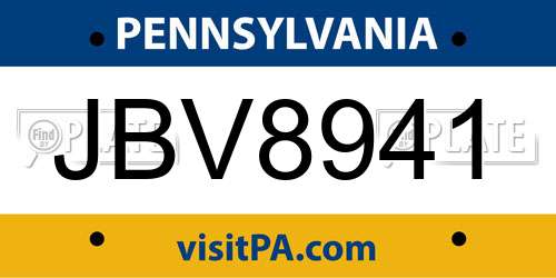JBV8941 Pennsylvania License Plate
