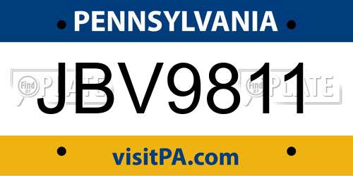 JBV9811 Pennsylvania License Plate