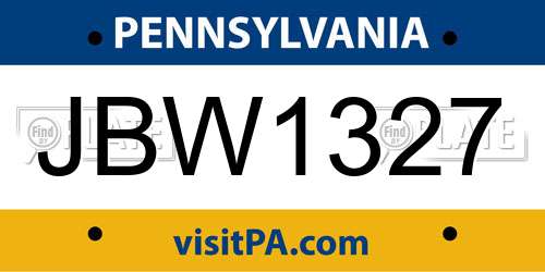 JBW1327 Pennsylvania License Plate