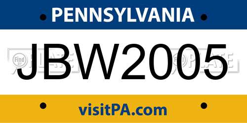 JBW2005 Pennsylvania License Plate