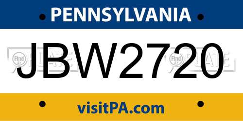 JBW2720 Pennsylvania License Plate