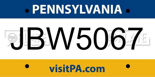 JBW5067 Pennsylvania License Plate