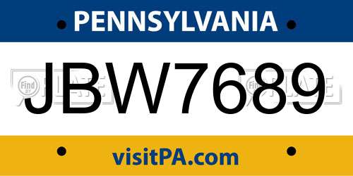 JBW7689 Pennsylvania License Plate
