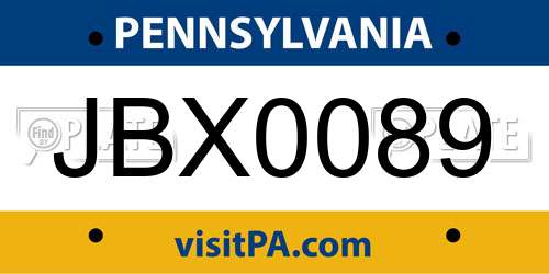 JBX0089 Pennsylvania License Plate