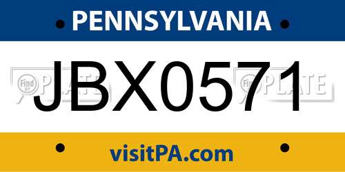 JBX0571 Pennsylvania License Plate