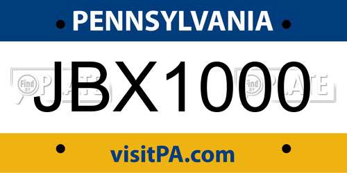 JBX1000 Pennsylvania License Plate
