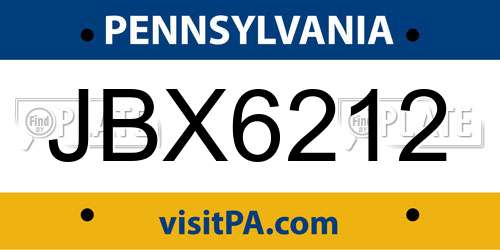 JBX6212 Pennsylvania License Plate