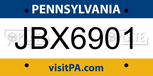 JBX6901 Pennsylvania License Plate