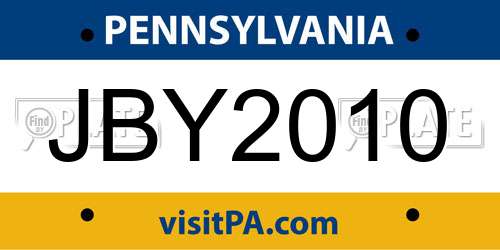 JBY2010 Pennsylvania License Plate