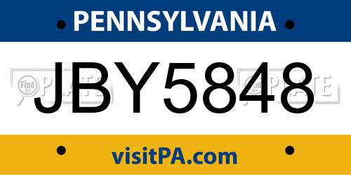 JBY5848 Pennsylvania License Plate