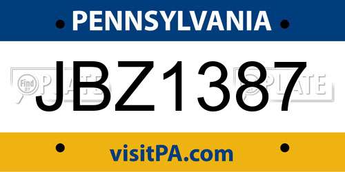 JBZ1387 Pennsylvania License Plate