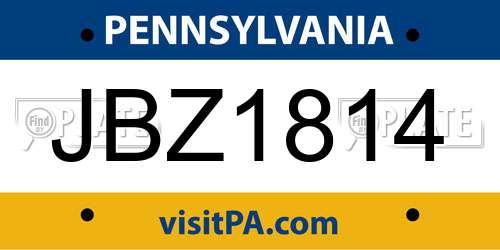 JBZ1814 Pennsylvania License Plate