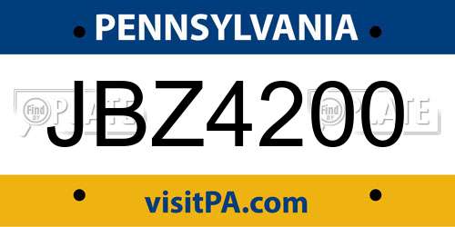 JBZ4200 Pennsylvania License Plate