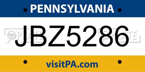 JBZ5286 Pennsylvania License Plate