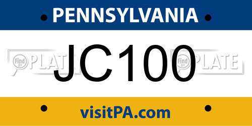 JC100 Pennsylvania License Plate