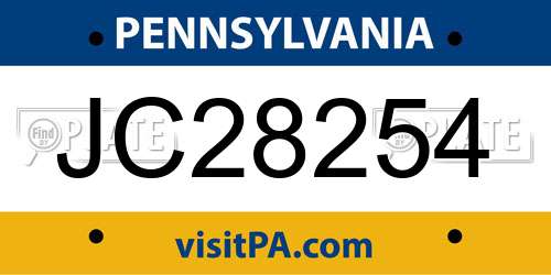 JC28254 Pennsylvania License Plate