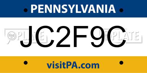 JC2F9C Pennsylvania License Plate