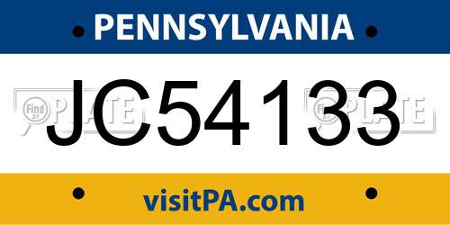 JC54133 Pennsylvania License Plate