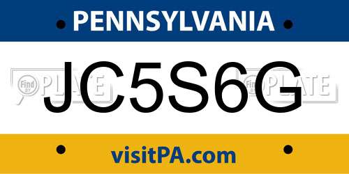 JC5S6G Pennsylvania License Plate