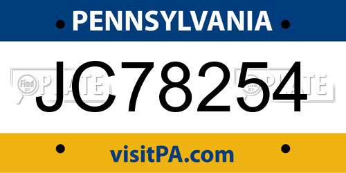 JC78254 Pennsylvania License Plate