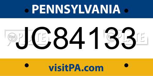 JC84133 Pennsylvania License Plate
