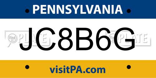 JC8B6G Pennsylvania License Plate