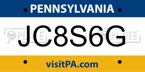 JC8S6G Pennsylvania License Plate
