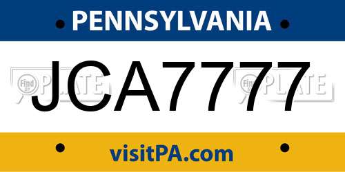 JCA7777 Pennsylvania License Plate
