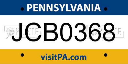 JCB0368 Pennsylvania License Plate