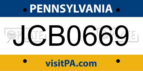 JCB0669 Pennsylvania License Plate