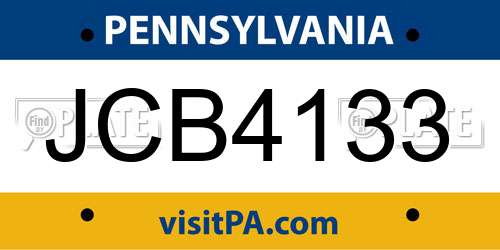 JCB4133 Pennsylvania License Plate