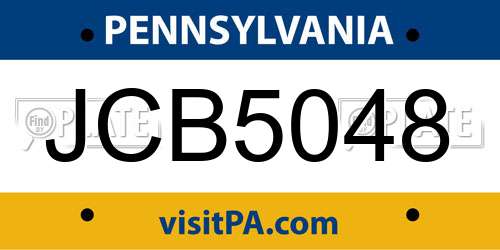JCB5048 Pennsylvania License Plate