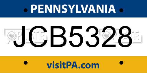 JCB5328 Pennsylvania License Plate
