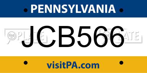 JCB566 Pennsylvania License Plate