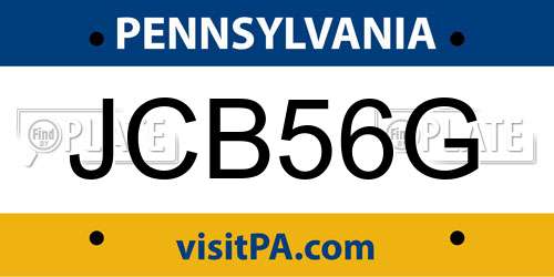JCB56G Pennsylvania License Plate