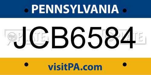 JCB6584 Pennsylvania License Plate