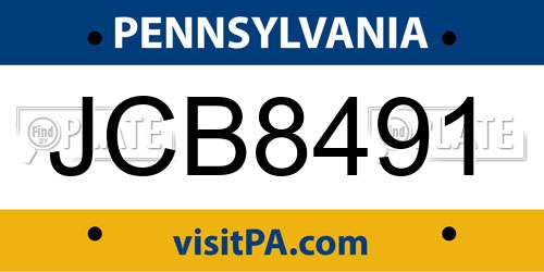 JCB8491 Pennsylvania License Plate